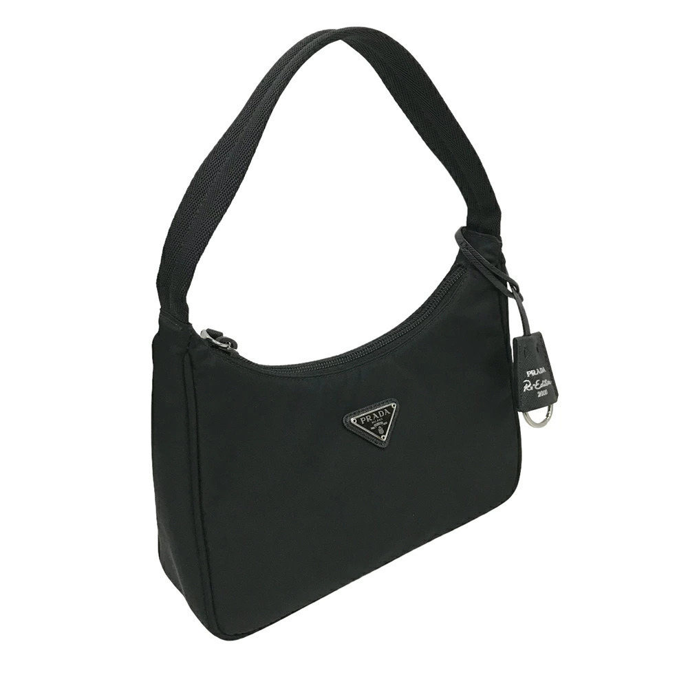 Prada Edition Handbag Shoulder Bag Tote Black Triangle Plate
